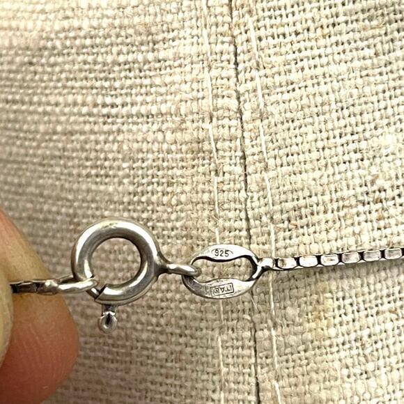 VTG 925 Silver Blue Clear Pendant Italy Chain Necklace Cluster 18" - Picture 4 of 16